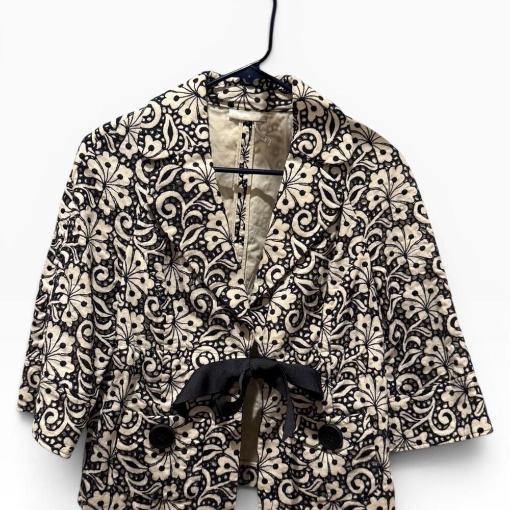 Classiques Entier Women's Navy and White Bow Summer Jacket | EUC